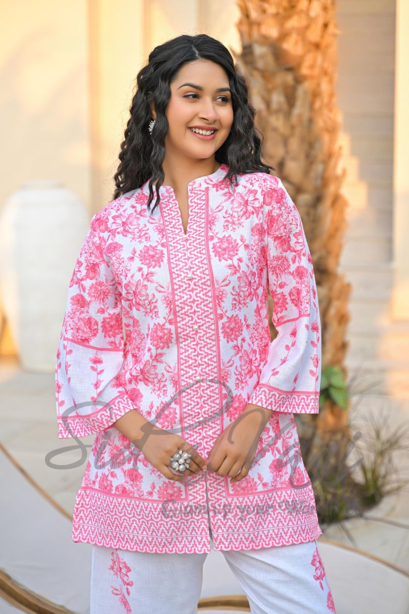 Handcrafted Linen Floral Co-ord Set