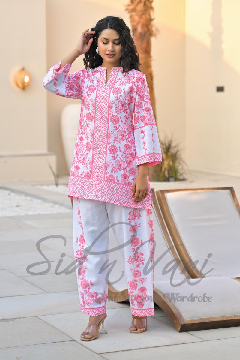 Handcrafted Linen Floral Co-ord Set