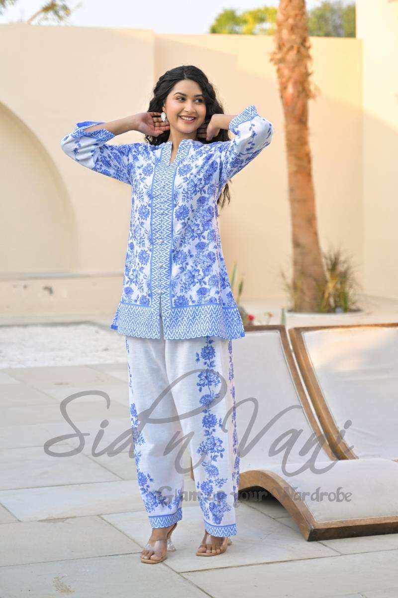 Handcrafted Linen Floral Co-ord Set