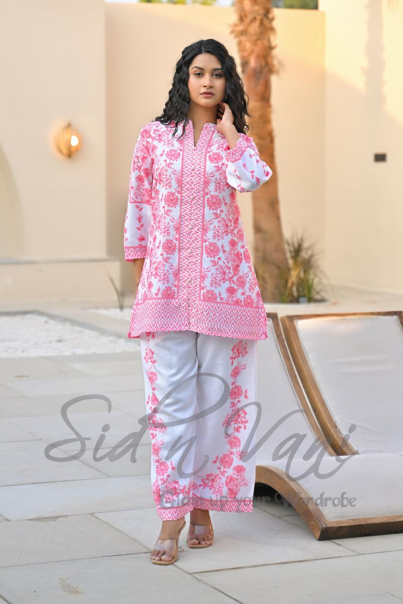 Handcrafted Linen Floral Co-ord Set