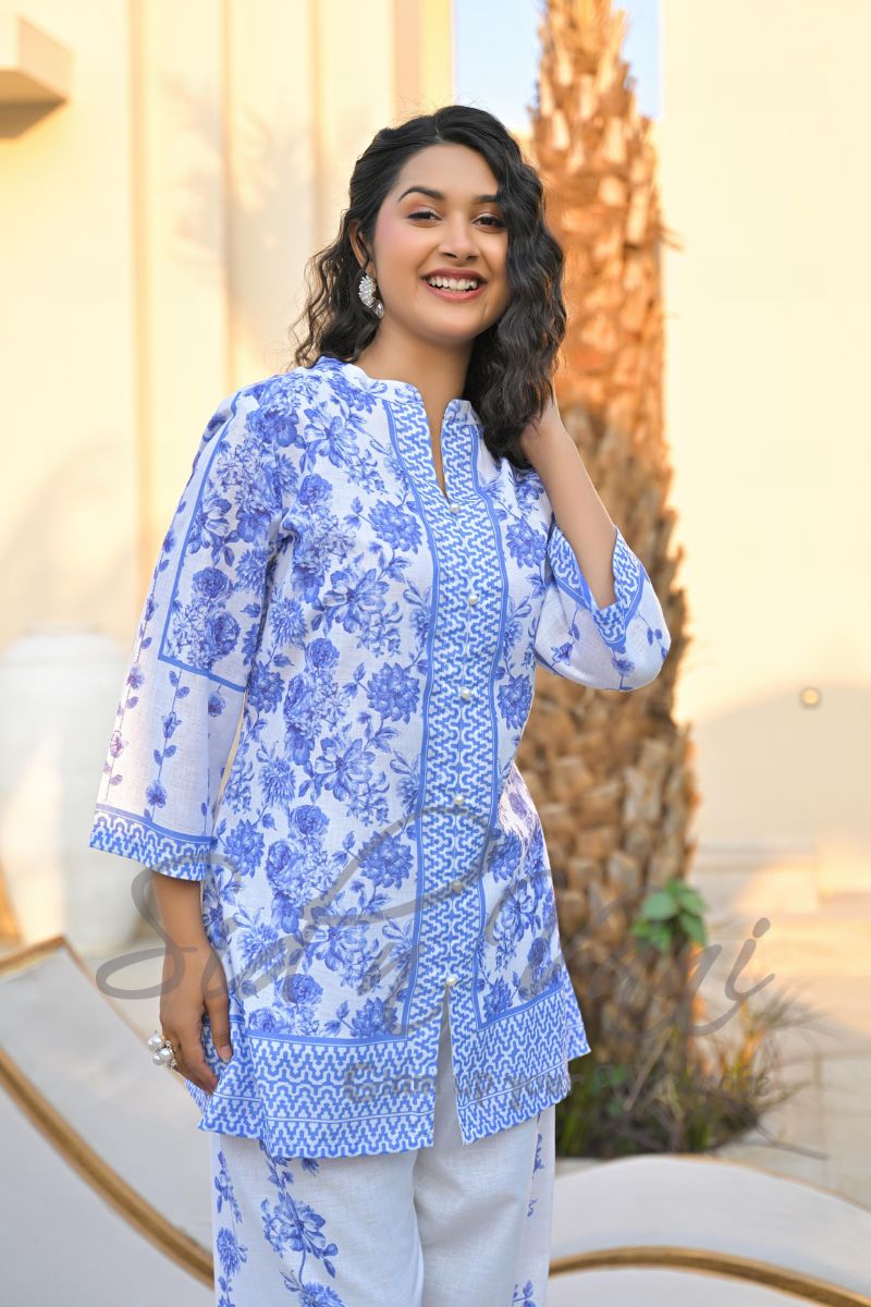 Handcrafted Linen Floral Co-ord Set