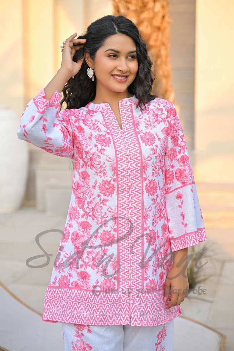 Handcrafted Linen Floral Co-ord Set