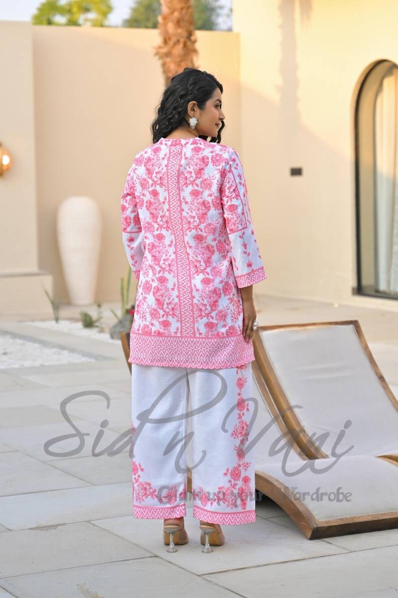 Handcrafted Linen Floral Co-ord Set