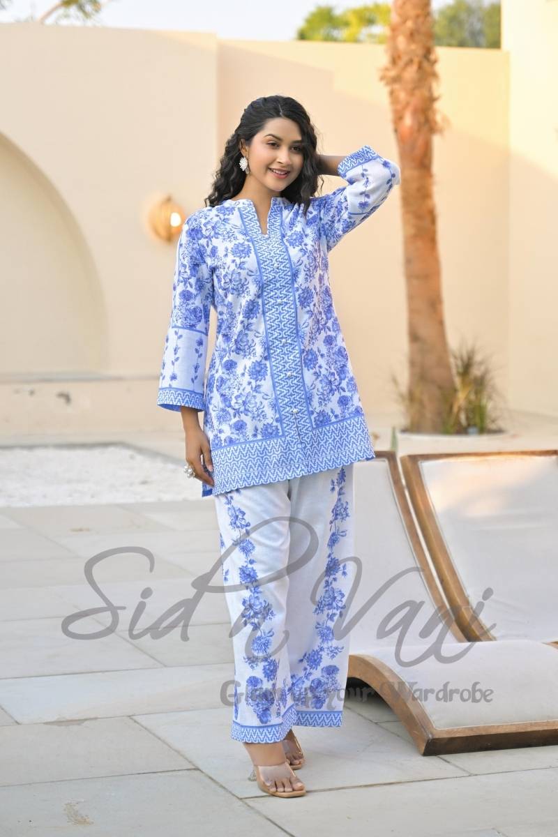 Handcrafted Linen Floral Co-ord Set