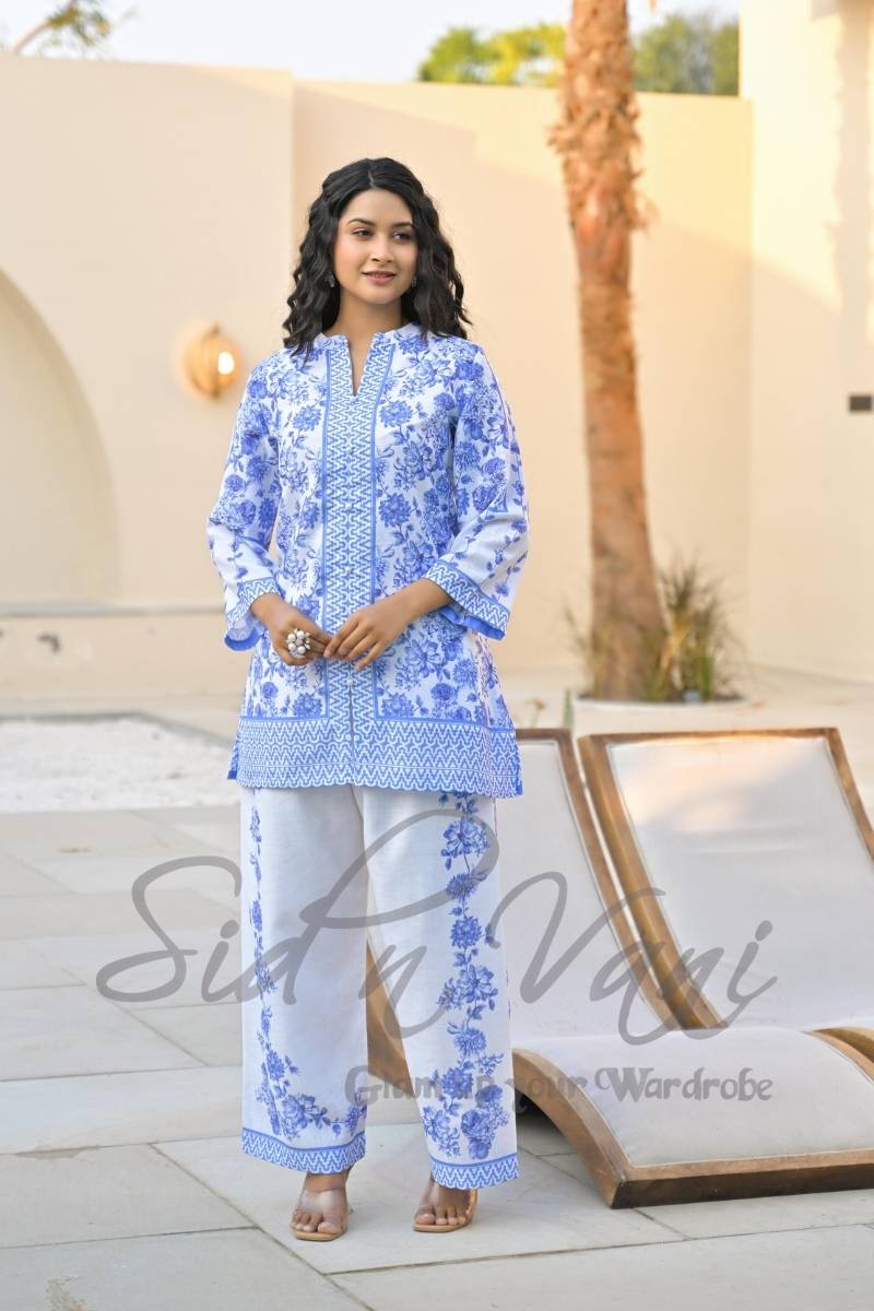 Handcrafted Linen Floral Co-ord Set
