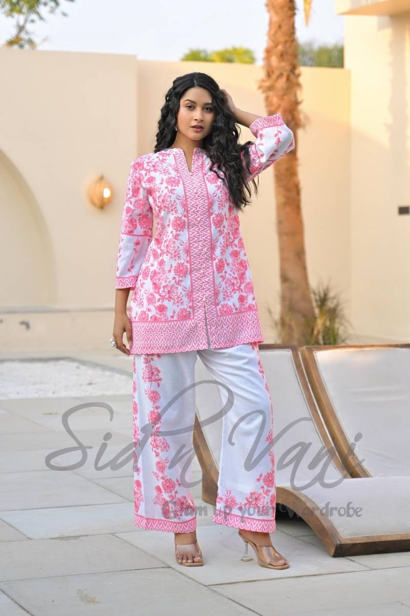 Handcrafted Linen Floral Co-ord Set